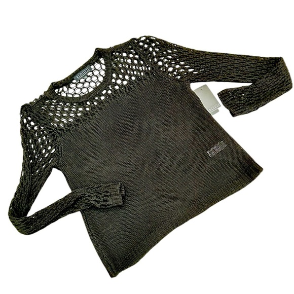 NWT eloquii black open weave long sleeve knit sweater size 14/16 - Picture 2 of 9